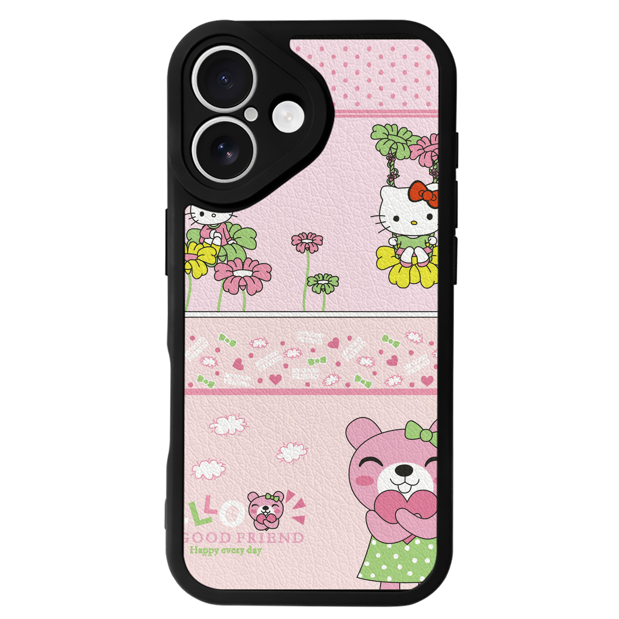 （画像用） Hello Kitty ハローキティ 【iPhone 16シリーズ対応】シリコンスマホケース（レザー調） 材質：シリコン